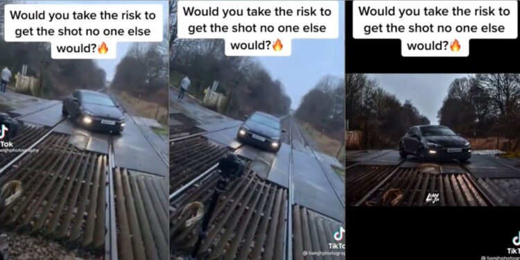 TikTok: graba video de un auto sobre las vías del tren arriesgando la vida de otras personas