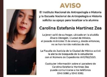 La joven de 22 años desapareció el 13 de enero en la demarcación Álvaro Obregón